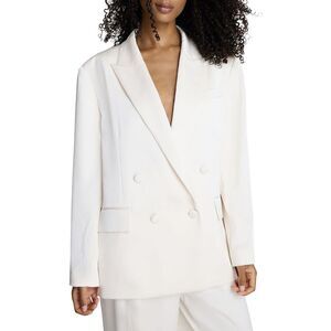Kenneth Cole Womens Double-Breasted Boyfriend Jacket Medium Oyster - NWT $179